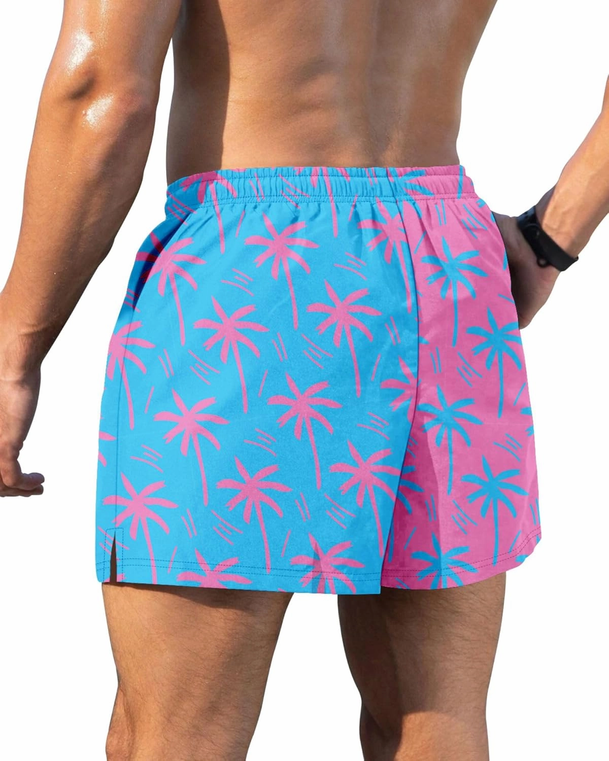 GIISAM Men's Swim Trunks, Bathing Suit 4 inch Inseam Quick Dry Swimsuit Beach Shorts with Compression Liner