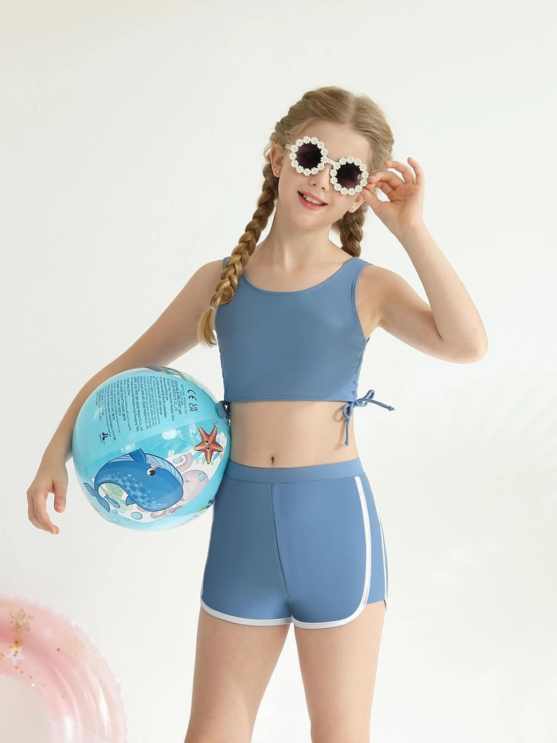 Girl's 3 Piece Bikini Bathing Suit Printed Sport Swimsuits with Shorts Cove Up Sets Teen Girl's Swimwear