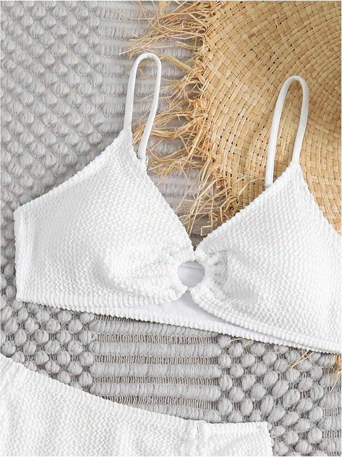 Girl's 3 Piece Bikini Sets High Waisted O Ring Wireless Swimsuits Bathing Suit with Cover Up Skirts