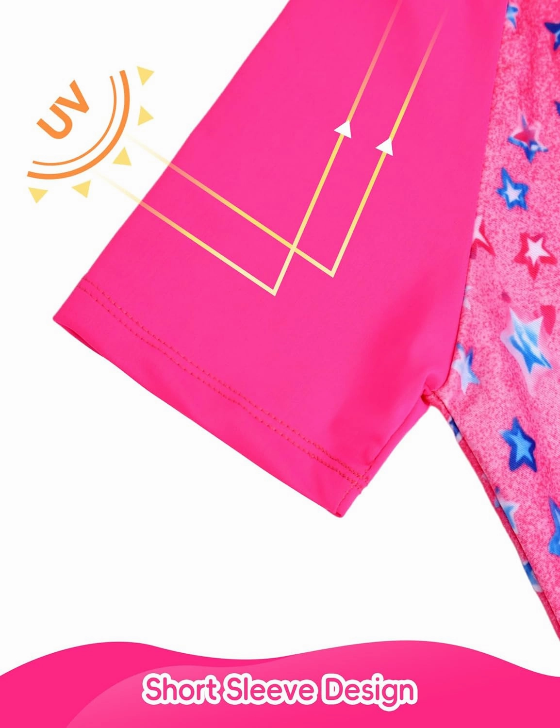 Girl Swimsuits 2 Pieces Multicolor Short Sleeve Quick Dry Durable Rash Guard Set with Shorts