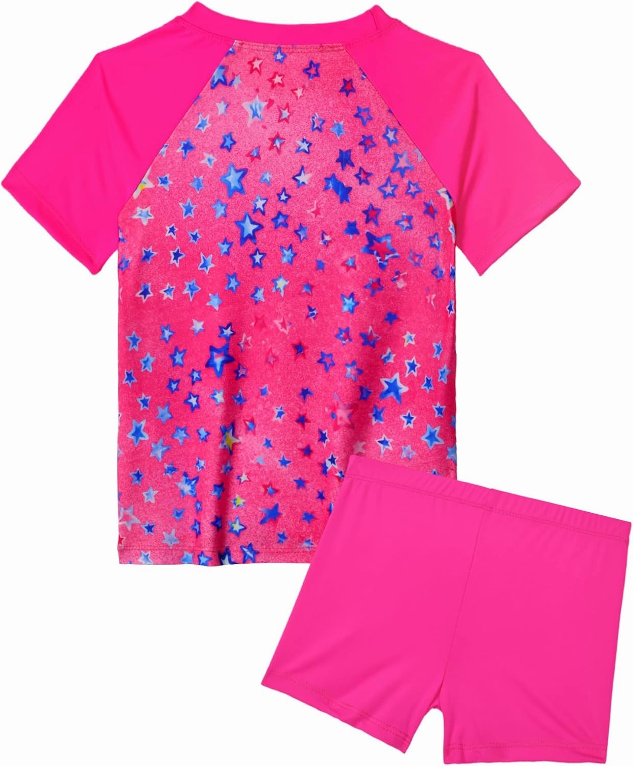 Girl Swimsuits 2 Pieces Multicolor Short Sleeve Quick Dry Durable Rash Guard Set with Shorts