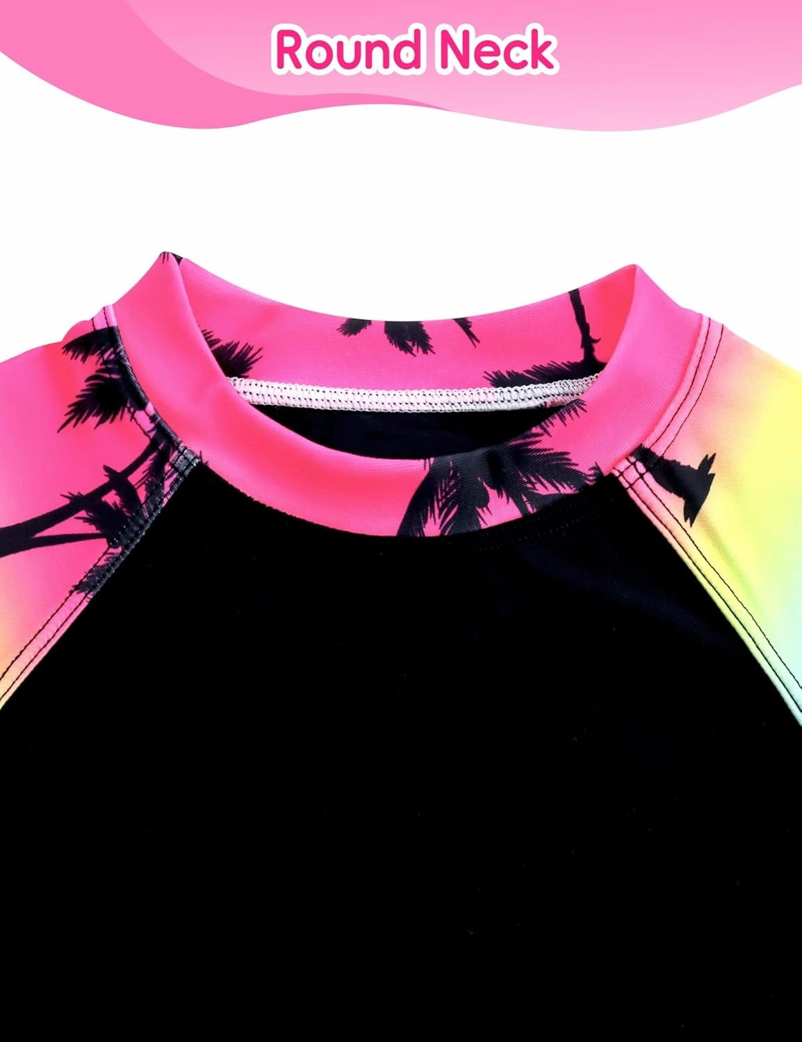 Girl Swimsuits 2 Pieces Multicolor Short Sleeve Quick Dry Durable Rash Guard Set with Shorts