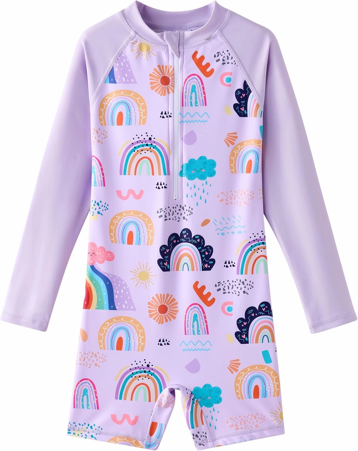 Girls Long Sleeve Rash Guard Swimsuits Zipper Bathing Suits