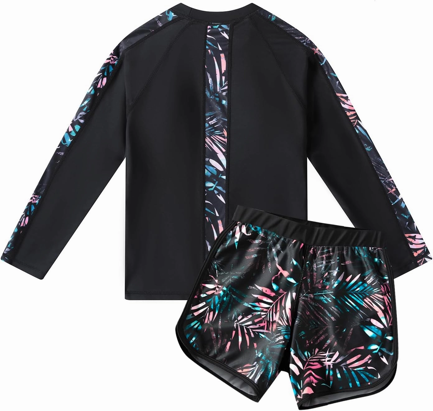 Girls Long Sleeve Swimsuits 2 Pieces Set Rash Guard Swimwear Quick Dry Surfing Wetsuit for Kids Bathing Suit 5-16 Years