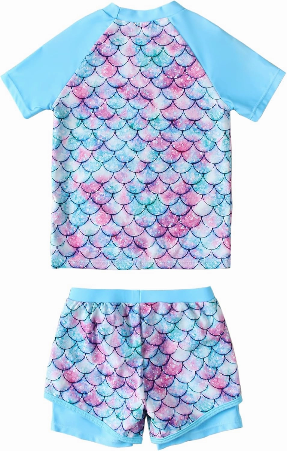 Girls Rash Guard Swimsuit Set 2 Piece Short Sleeve Bathing Suit Beach Swimwear UPF 50  Sun Proction 3-12 Years