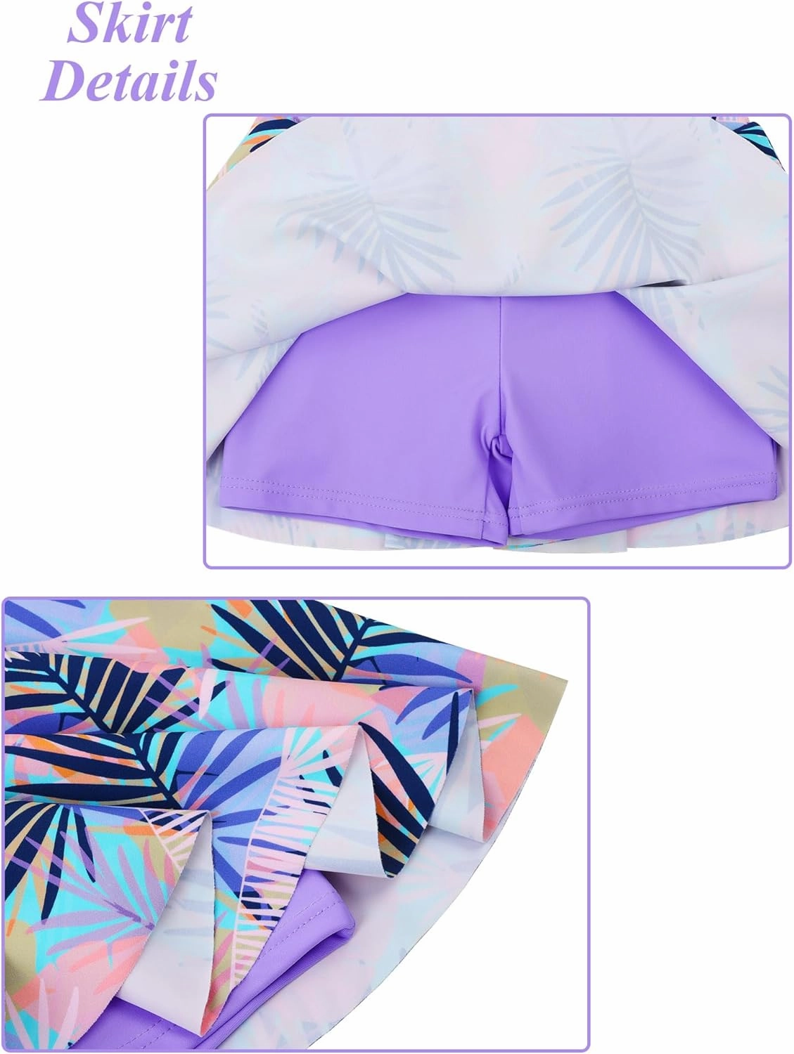 Girls Rash Guard Swimsuits Set 2 Pcs Bathing Suit UPF50  Short Sleeve Kids Beach Swimming Skirts with Shorts Swimwear 3-12Y