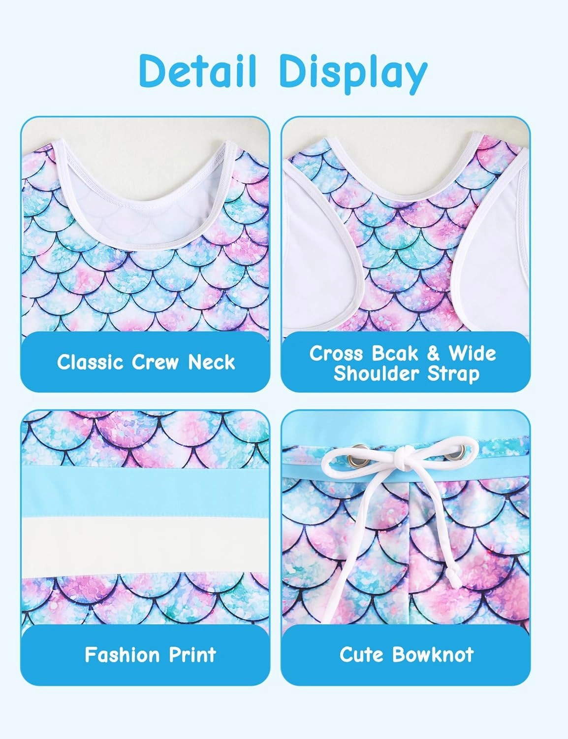 Girls Swimsuit Two Piece Boyshort Tankini Swimwear Summer Beach Rash Guard Bathing Suit Set for 5-15 Years Old Kids