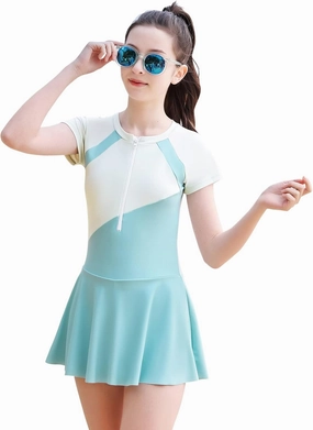 Girls Swimsuits, Kids Two-Piece Rashguard Swim Set Bathing Suits Beach Shorts Swim Shirts Size 6-7,8,10-12,14-16