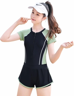 Girls Swimsuits, Kids Two-Piece Rashguard Swim Set Bathing Suits Beach Shorts Swim Shirts Size 6-7,8,10-12,14-16