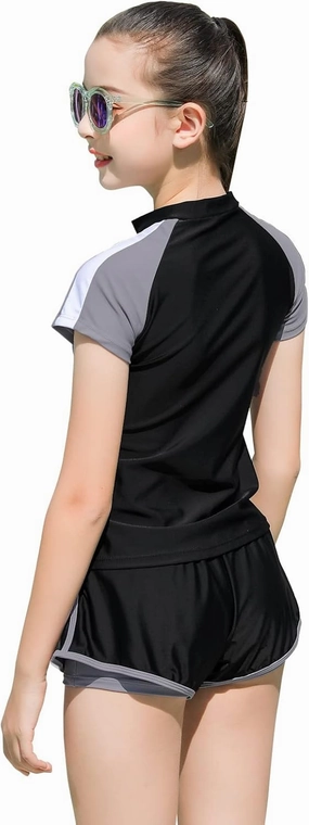 Girls Swimsuits, Kids Two-Piece Rashguard Swim Set Bathing Suits Beach Shorts Swim Shirts Size 6-7,8,10-12,14-16