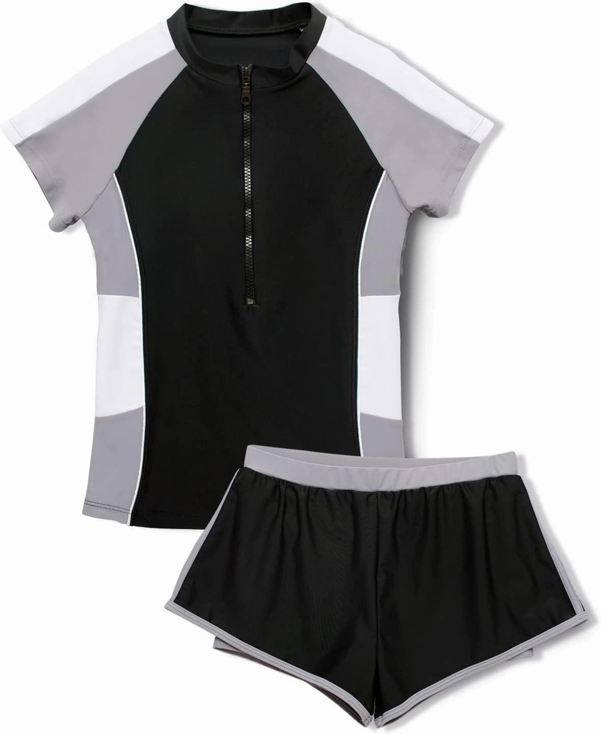Girls Swimsuits, Kids Two-Piece Rashguard Swim Set Bathing Suits Beach Shorts Swim Shirts Size 6-7,8,10-12,14-16