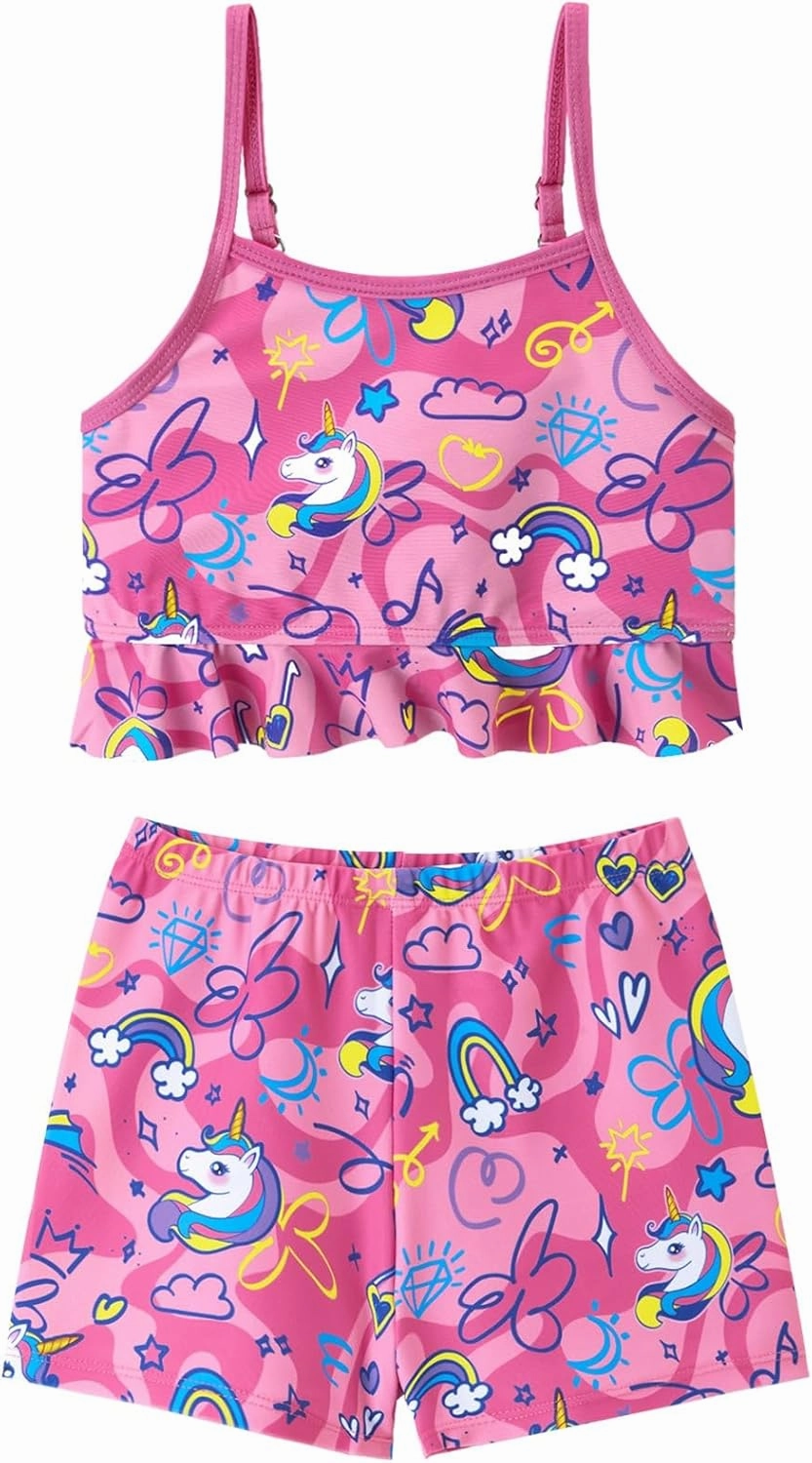 Girls Tankini Swimsuit 2 Pieces Mermaid Bathing Suit Little Girls Summer Beach Rash Guard Swimwear for 3-6 Years
