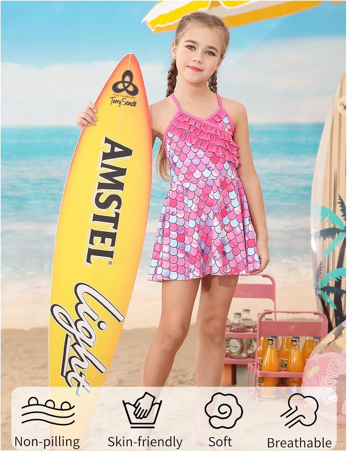 Girls Tankini Swimsuits Set Size 7-12Y Two Piece Bathing Suits with Shorts Adjustable Cross Strap Swimwear