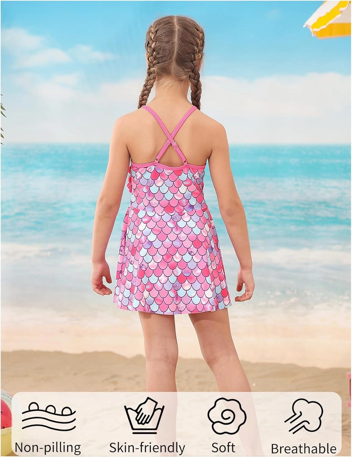 Girls Tankini Swimsuits Set Size 7-12Y Two Piece Bathing Suits with Shorts Adjustable Cross Strap Swimwear