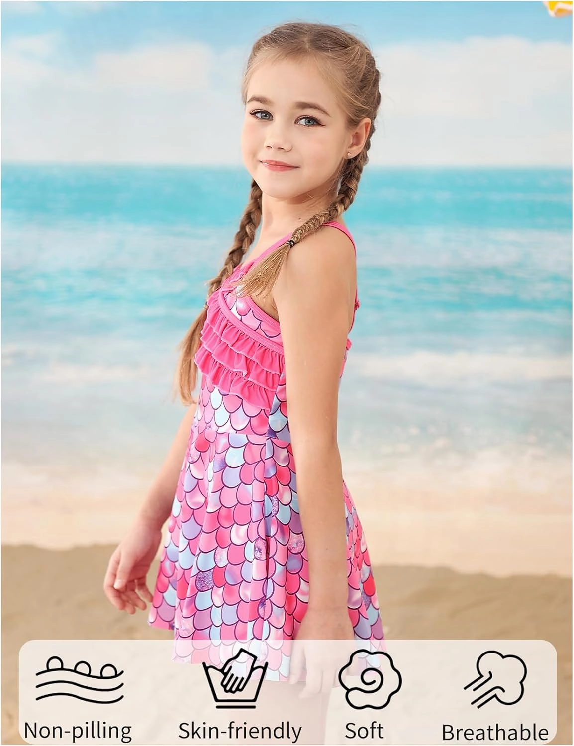 Girls Tankini Swimsuits Set Size 7-12Y Two Piece Bathing Suits with Shorts Adjustable Cross Strap Swimwear