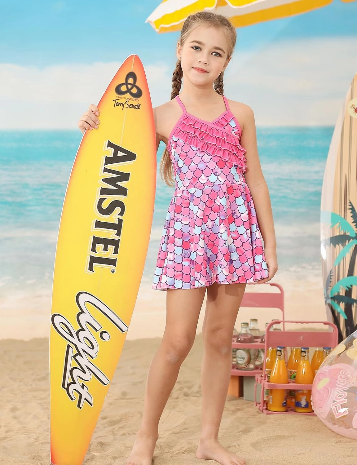 Girls Tankini Swimsuits Set Size 7-12Y Two Piece Bathing Suits with Shorts Adjustable Cross Strap Swimwear