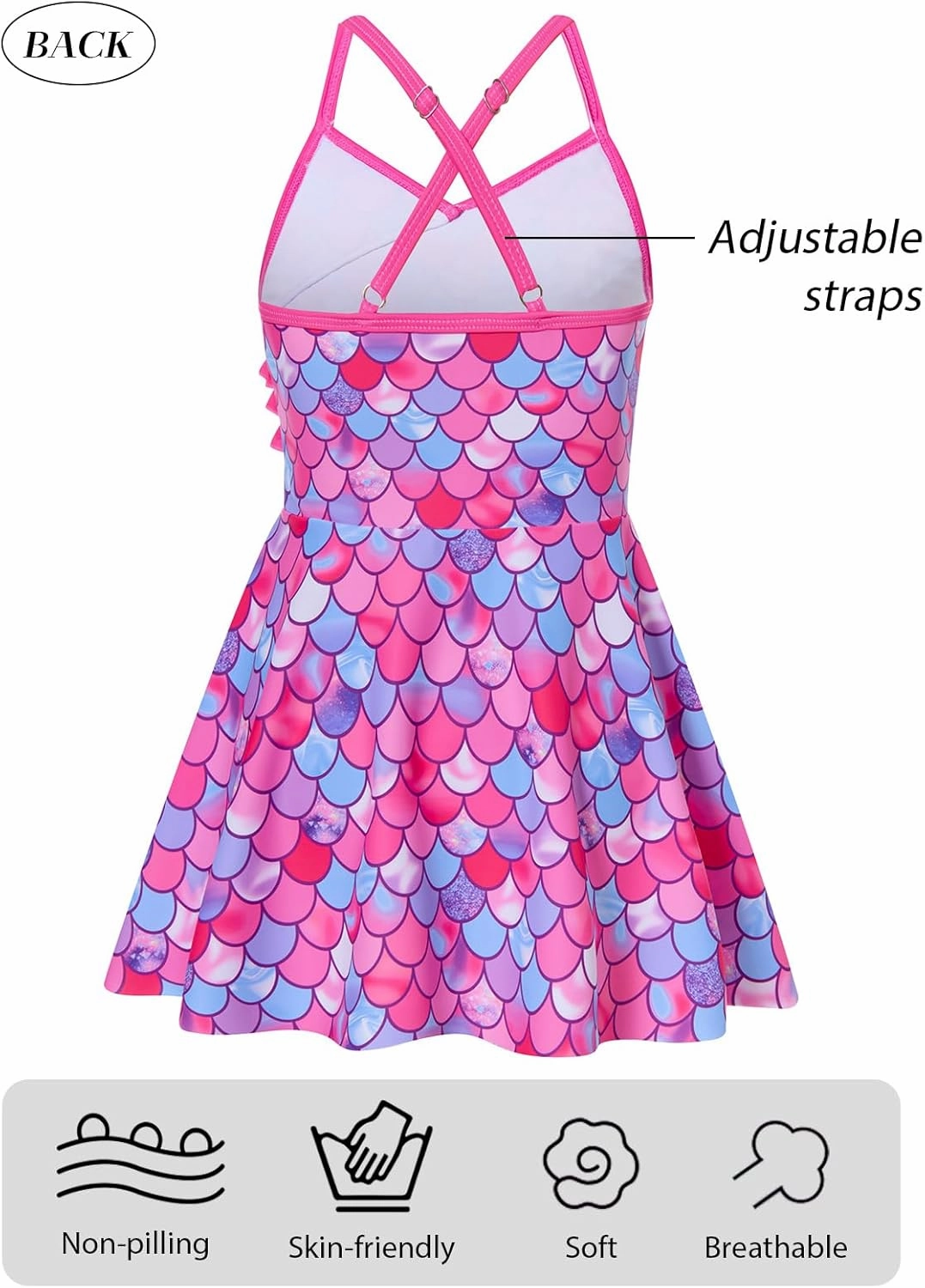 Girls Tankini Swimsuits Set Size 7-12Y Two Piece Bathing Suits with Shorts Adjustable Cross Strap Swimwear