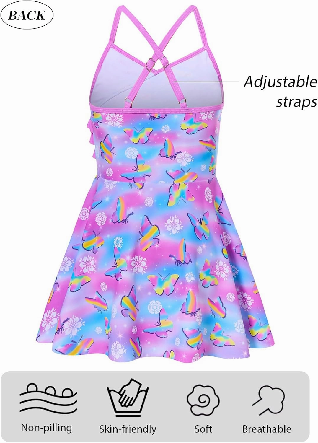 Girls Tankini Swimsuits Set Size 7-12Y Two Piece Bathing Suits with Shorts Adjustable Cross Strap Swimwear