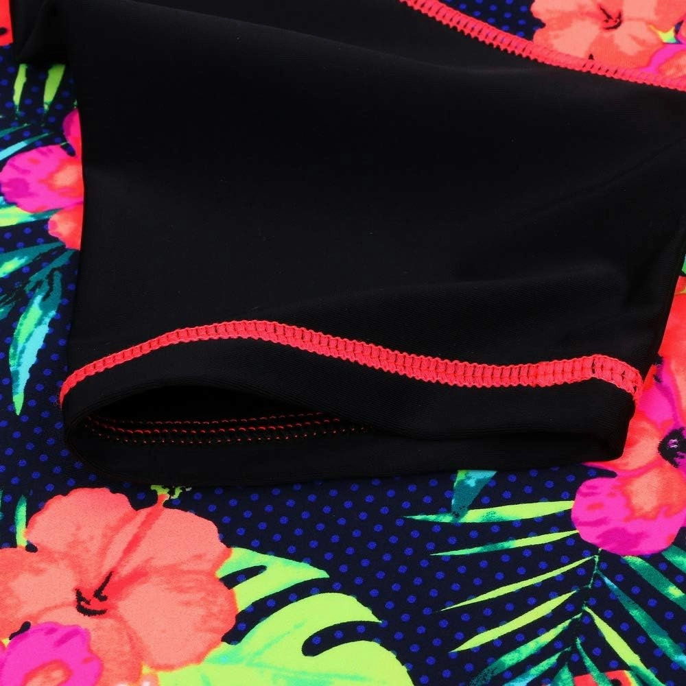 Girls Two Piece Swimsuit Floral UPF 50  Rash Guard Set Kids Beach Swimwear