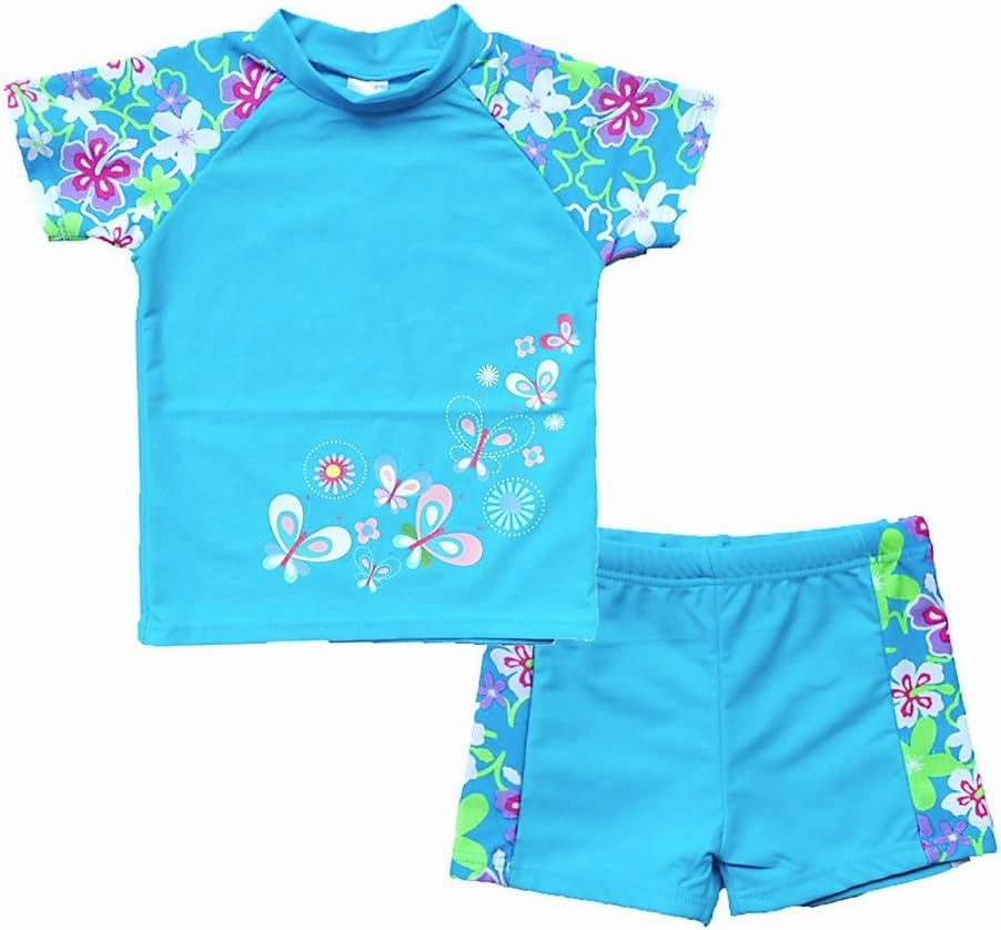 Girls Two Piece Swimsuit Floral UPF 50  Rash Guard Set Kids Beach Swimwear