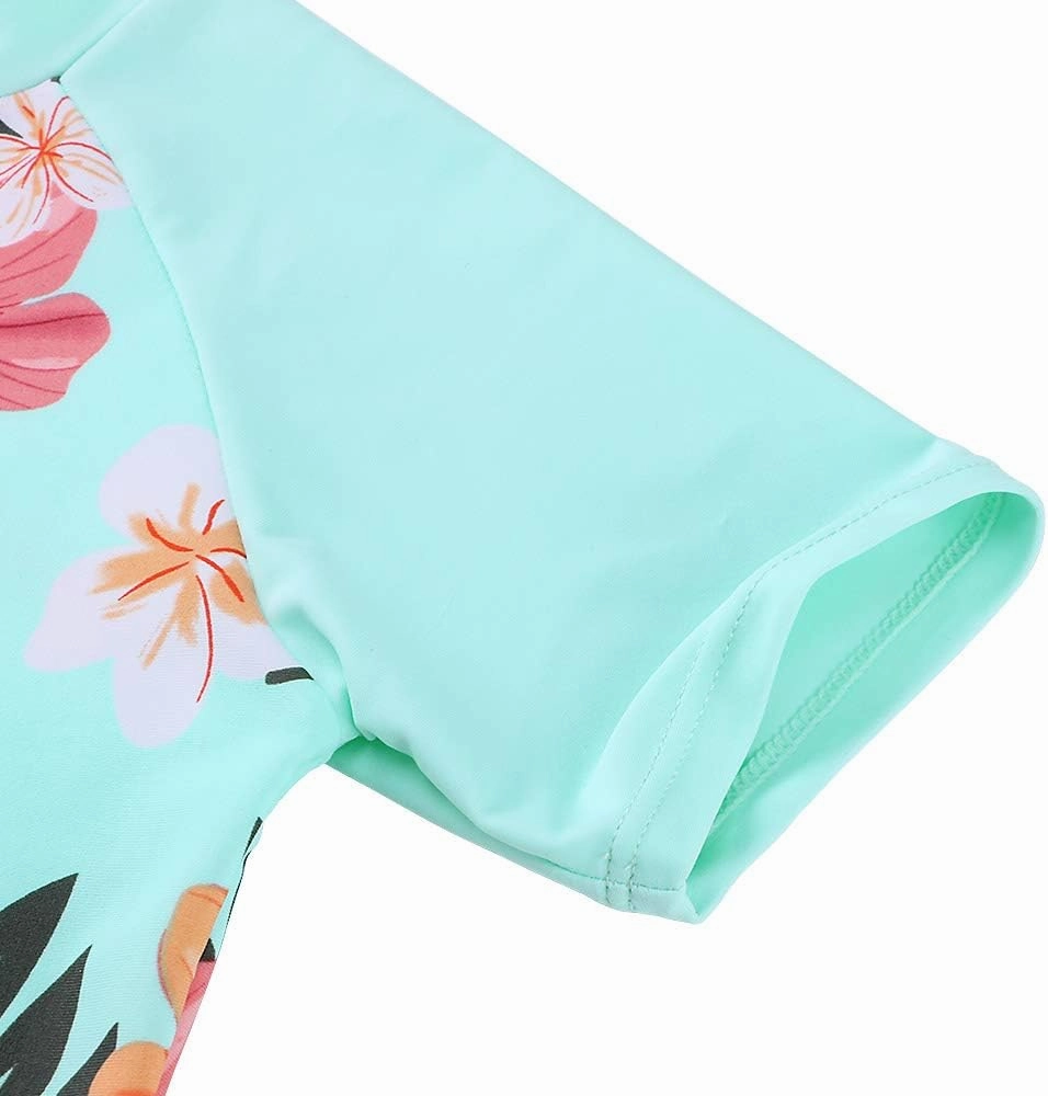 Girls Two Piece Swimsuit Floral UPF 50  Rash Guard Set Kids Beach Swimwear