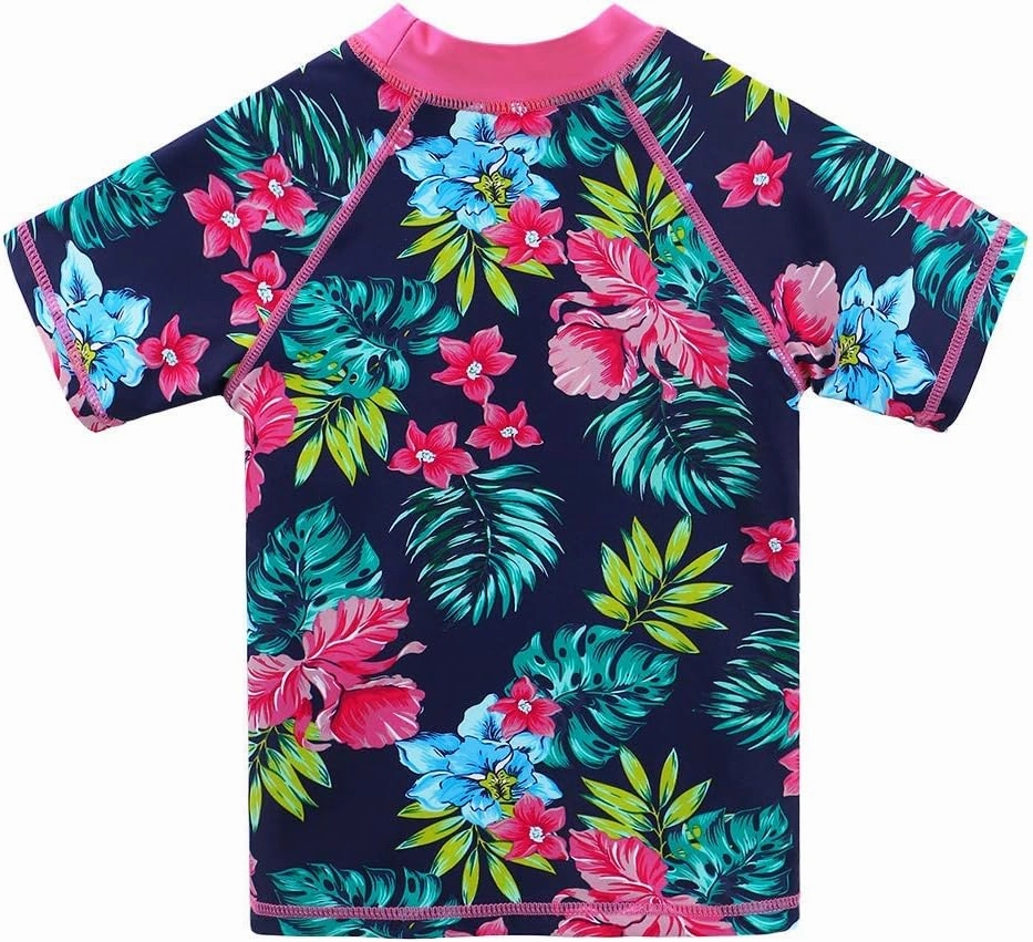 Girls Two Piece Swimsuit Floral UPF 50  Rash Guard Set Kids Beach Swimwear