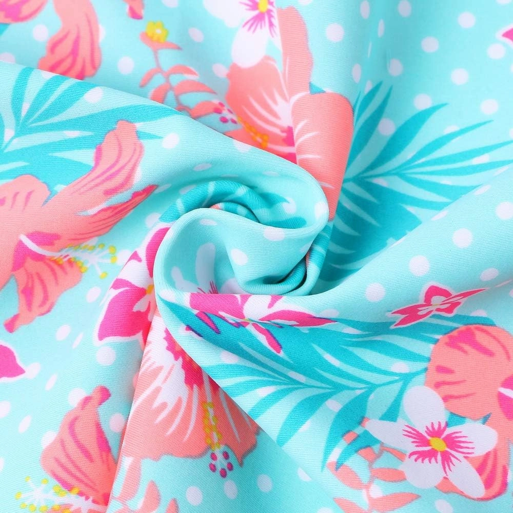 Girls Two Piece Swimsuit Long Sleeve Floral Bathing Suit UPF 50  Summer Beach Swimwear