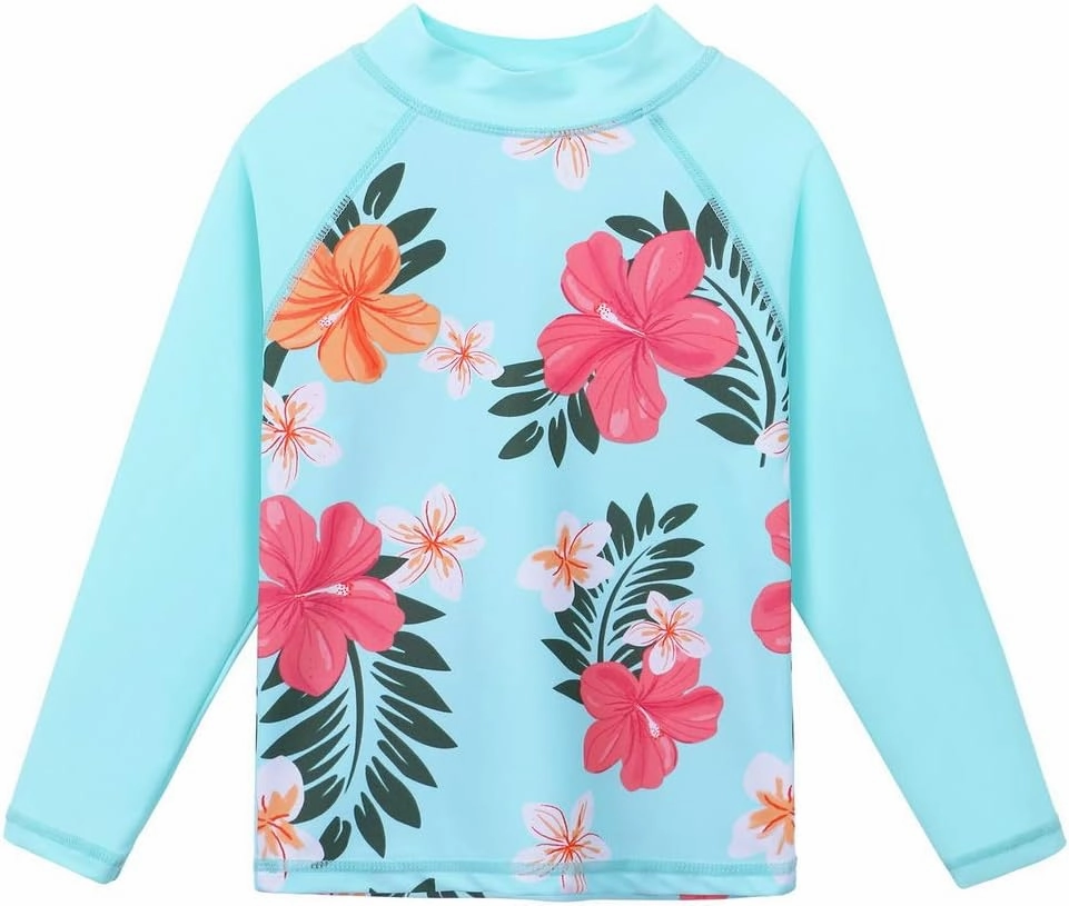 Girls Two Piece Swimsuit Long Sleeve Floral Bathing Suit UPF 50  Summer Beach Swimwear
