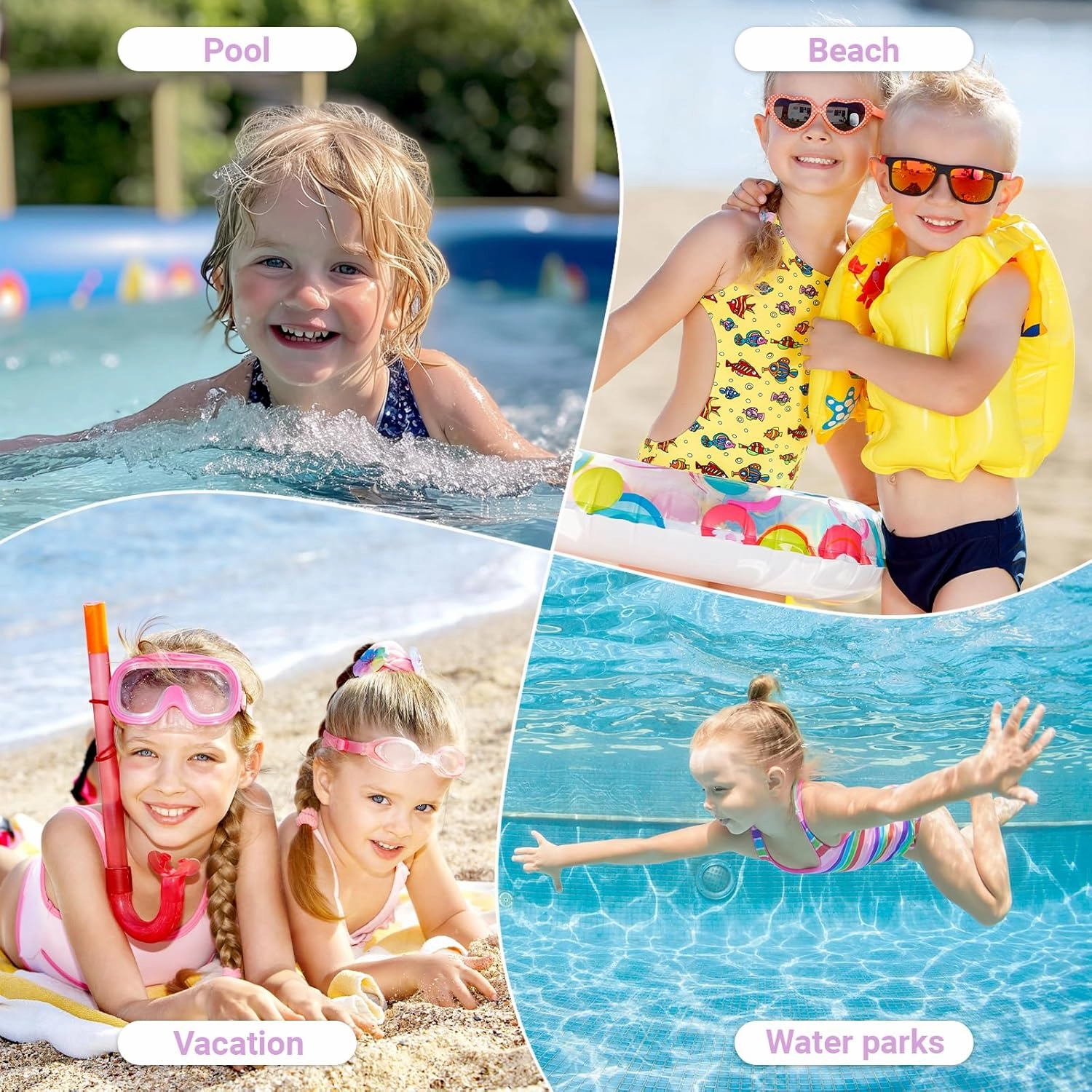 Girls Two Piece Swimsuits Bathing Suits for Little Girl Rash Guard Short Sleeve Beach Swimwear Set for Kid 4-12 Years