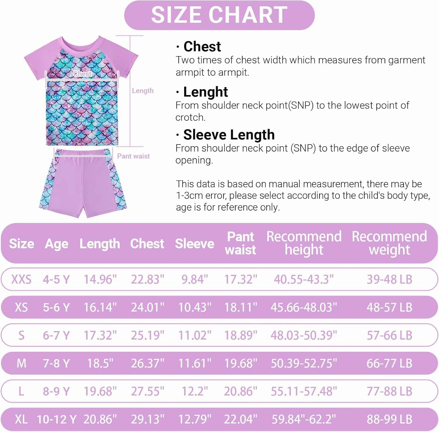Girls Two Piece Swimsuits Bathing Suits for Little Girl Rash Guard Short Sleeve Beach Swimwear Set for Kid 4-12 Years