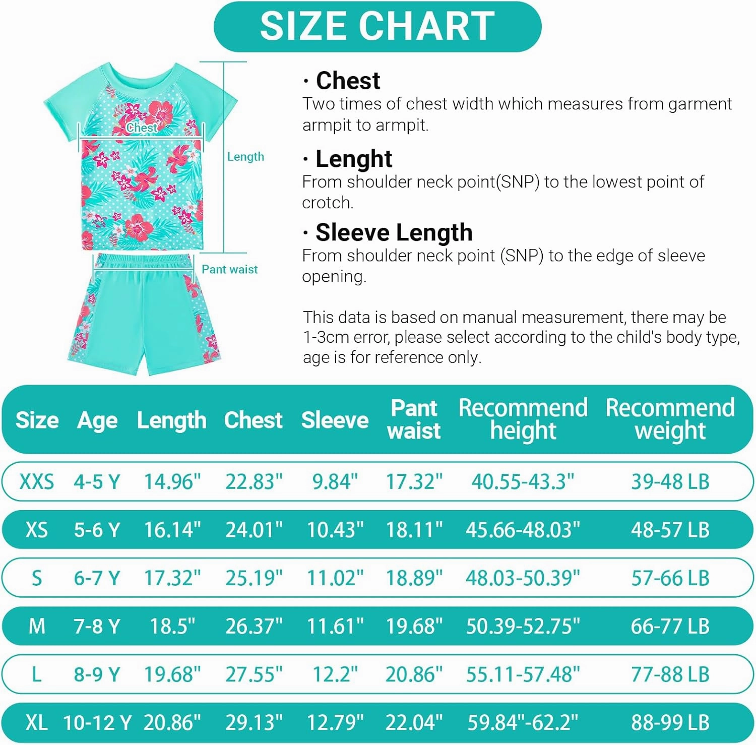 Girls Two Piece Swimsuits Bathing Suits for Little Girl Rash Guard Short Sleeve Beach Swimwear Set for Kid 4-12 Years