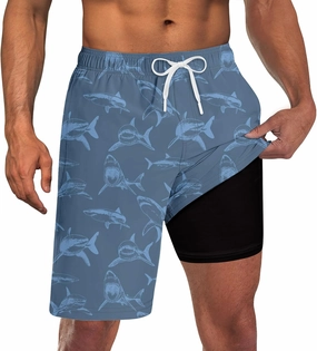 Goodstoworld Mens Swim Trunks with Compression Liner 9'' Inseam Quick Dry Swimsuit Shorts M-3XL