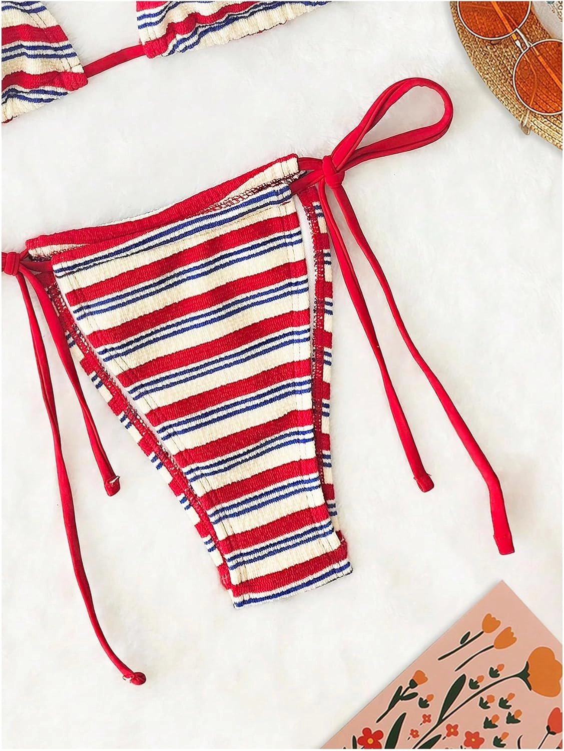GORGLITTER Women's Triangle Bow Bikini Sets Striped High Waisted String Thong Swimsuit Summer Bathing Suit 2 Piece 2025