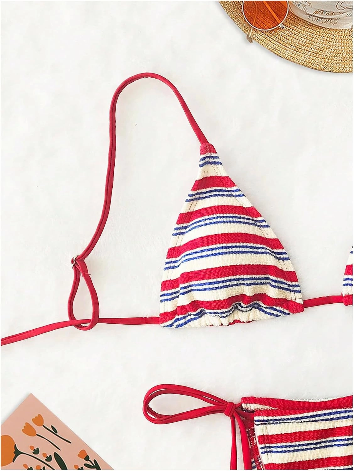 GORGLITTER Women's Triangle Bow Bikini Sets Striped High Waisted String Thong Swimsuit Summer Bathing Suit 2 Piece 2025