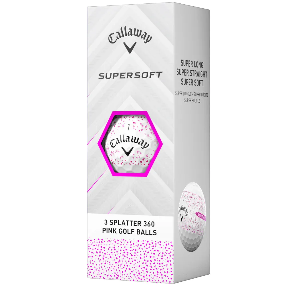 Callaway Supersoft Golf Balls - Pink Splatter - 12 Pack, Recycled golf accessories, Golf travel case, Low spin golf driver