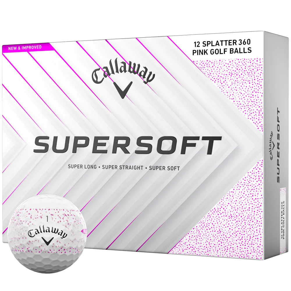 Grab Yours Now Callaway Supersoft Golf Balls - Pink Splatter - 12 Pack Loved by Thousands, Golf gear for seniors, Golf bag rain cover