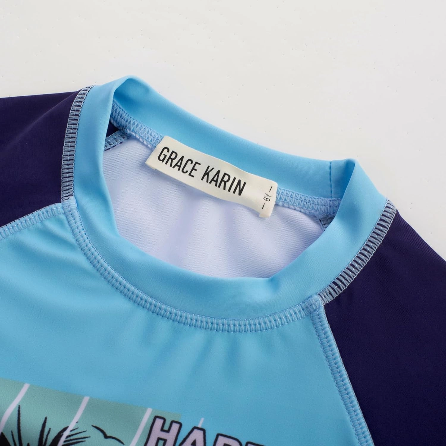 GRACE KARIN Boy Kids Two Piece Swimsuits Long Sleeve Rash Guard Swimwear Cute Bathing Suit Sets 5-12Y