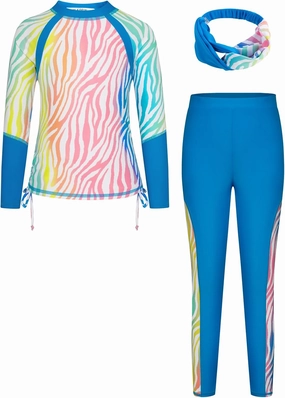 GRACE KARIN Girls Long Sleeve Swimsuit Two Piece Rashguard Floral Swimwear 6-14Y