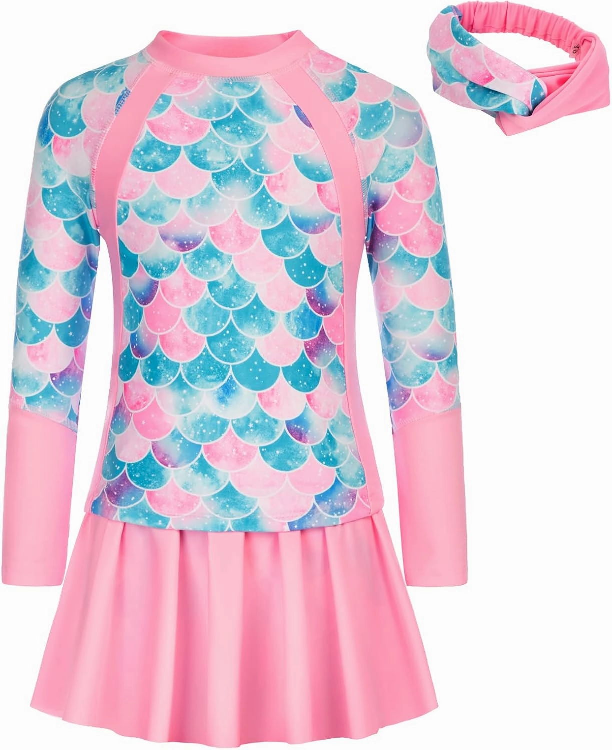 GRACE KARIN Girls Swimsuit Girls Long Sleeve Rash Guard 3-Pieces Bathing Suit 5-12Y