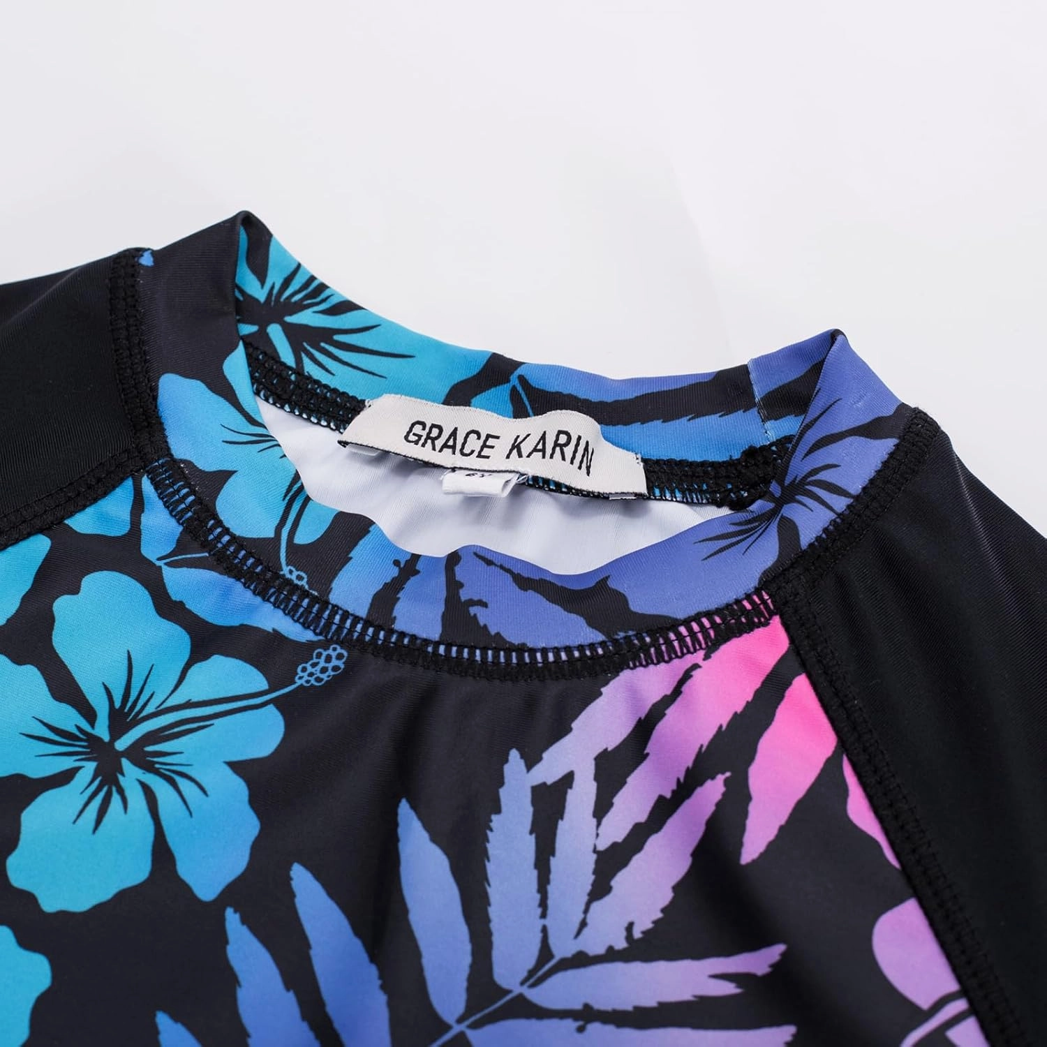 GRACE KARIN Girls Swimsuit Tankini Set Rash Guard Long Sleeve Swimsuit 4 Piece Bathing Suit Swimwear 5-14Y