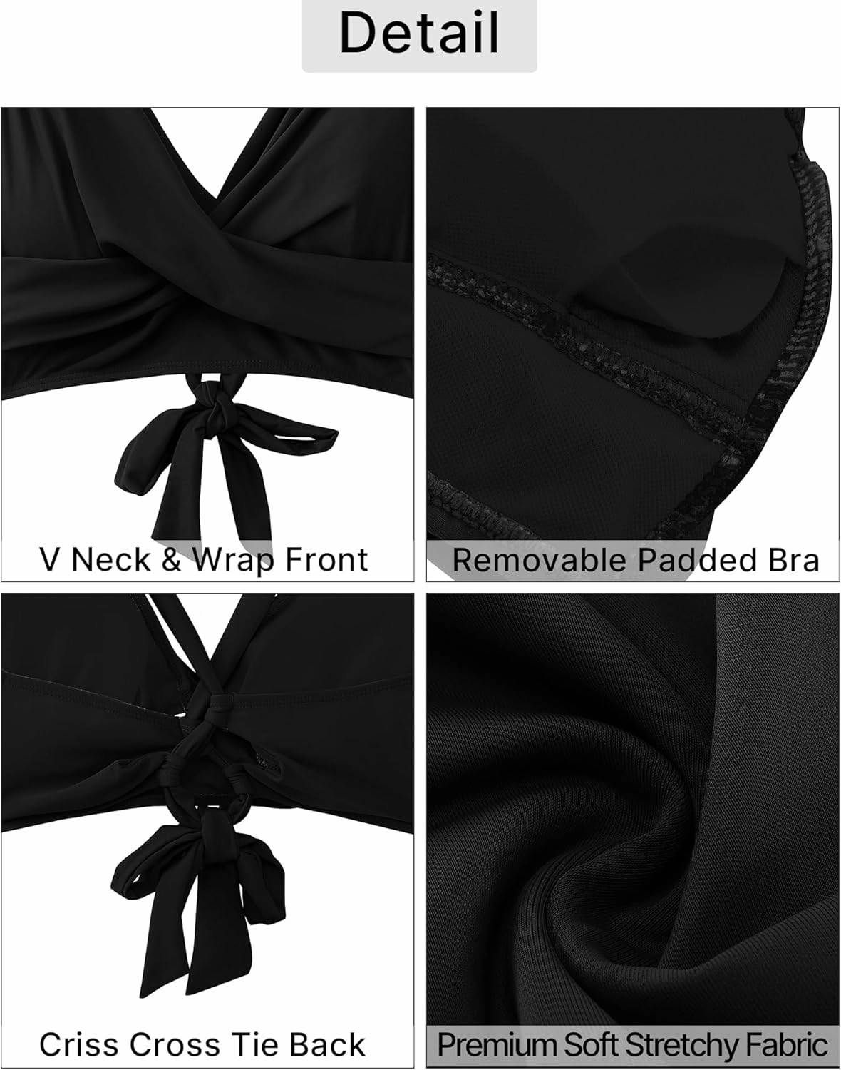GRAPENT High Waisted Bikini Sets for Women Twist Front Tie Back 2 Piece Bathing Suit V Neck Ruched Swimsuits Bikinis