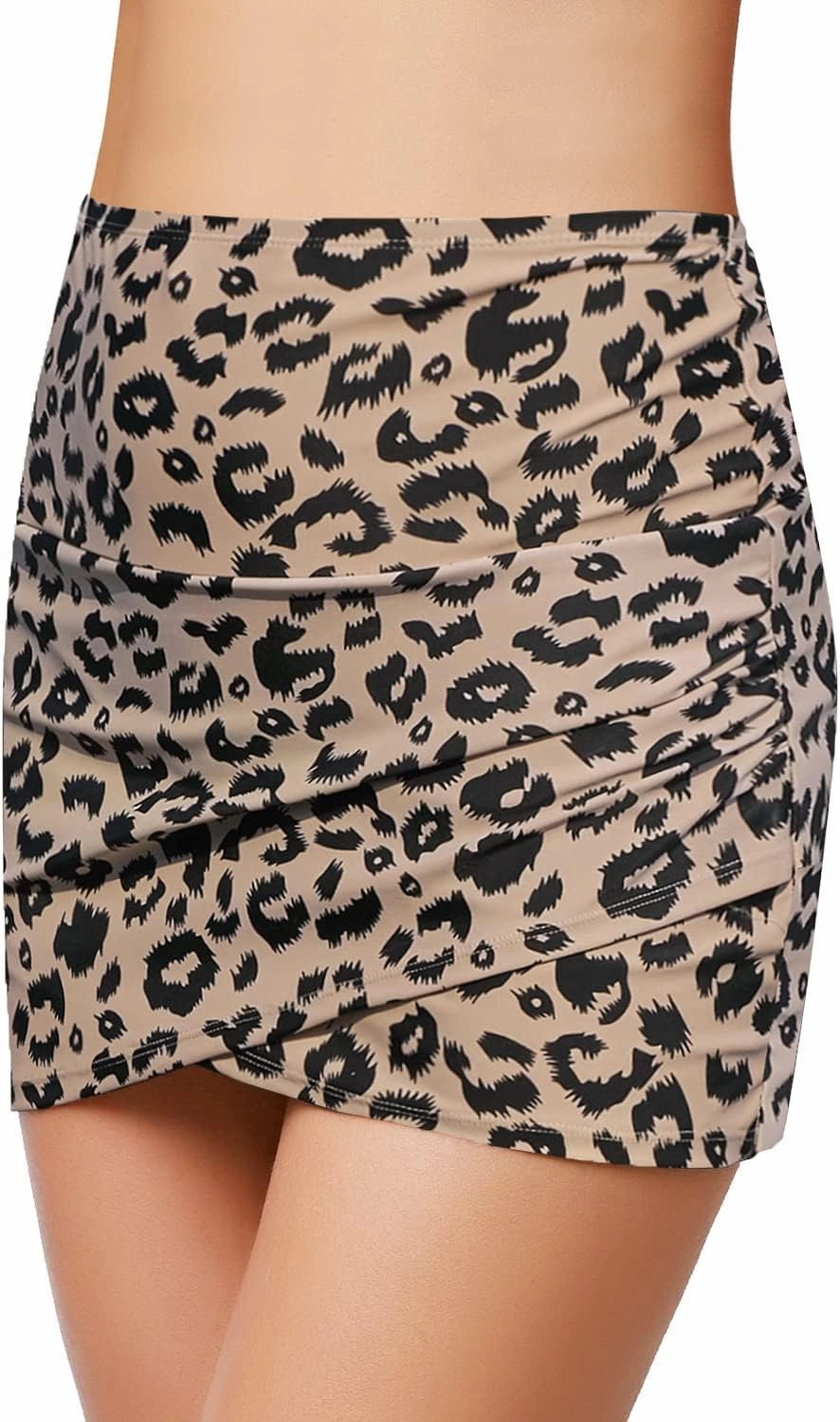 GRAPENT Women's High Waist Tulip Hem Shirring Swim Skirt Swimsuit Bikini Bottom