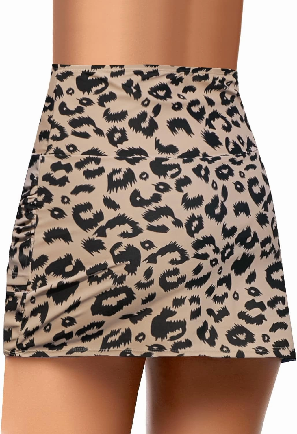 GRAPENT Women's High Waist Tulip Hem Shirring Swim Skirt Swimsuit Bikini Bottom
