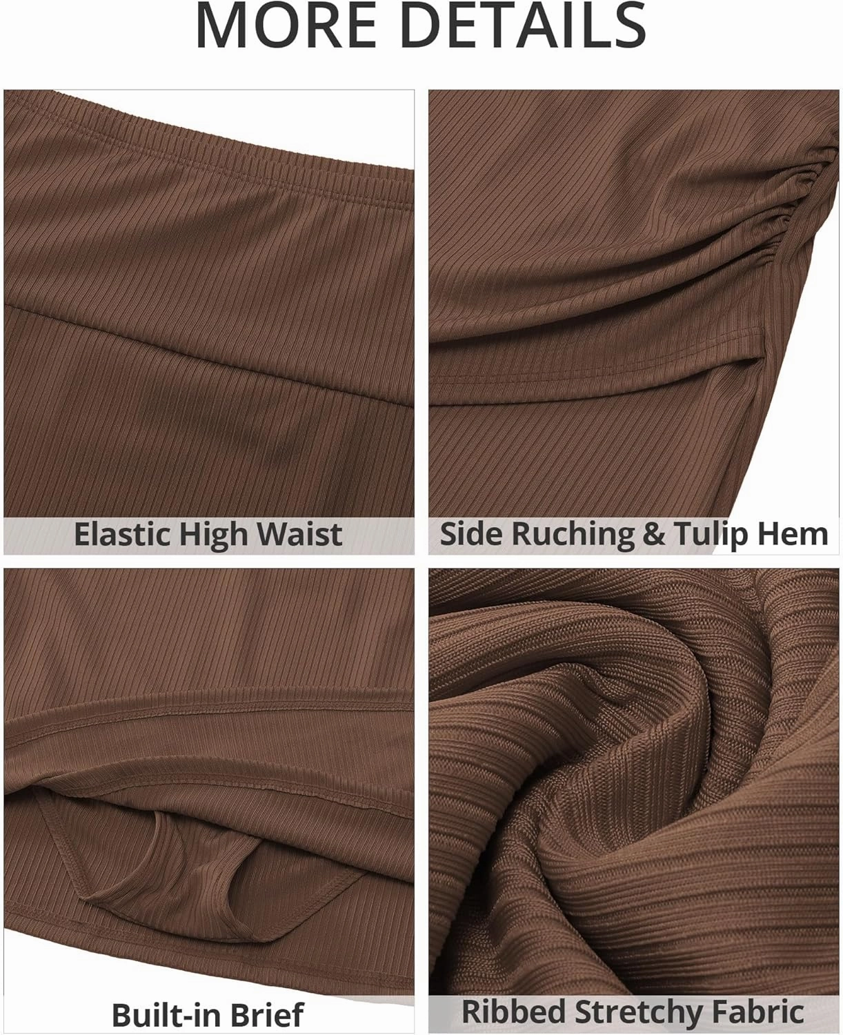 GRAPENT Women's High Waisted Bikini Swim Skirt Bottoms Ruched Ribbed Bathing Suit Skirts Tulip Tankini Swimsuit Bottom