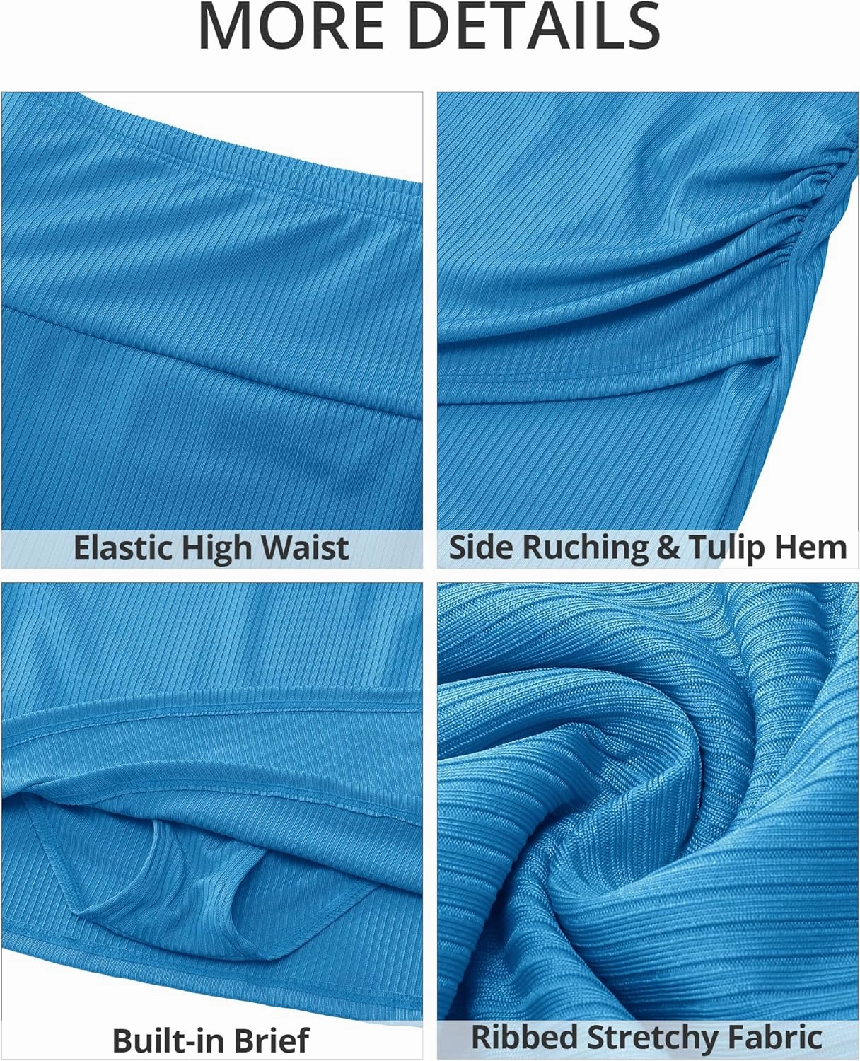 GRAPENT Women's High Waisted Bikini Swim Skirt Bottoms Ruched Ribbed Bathing Suit Skirts Tulip Tankini Swimsuit Bottom