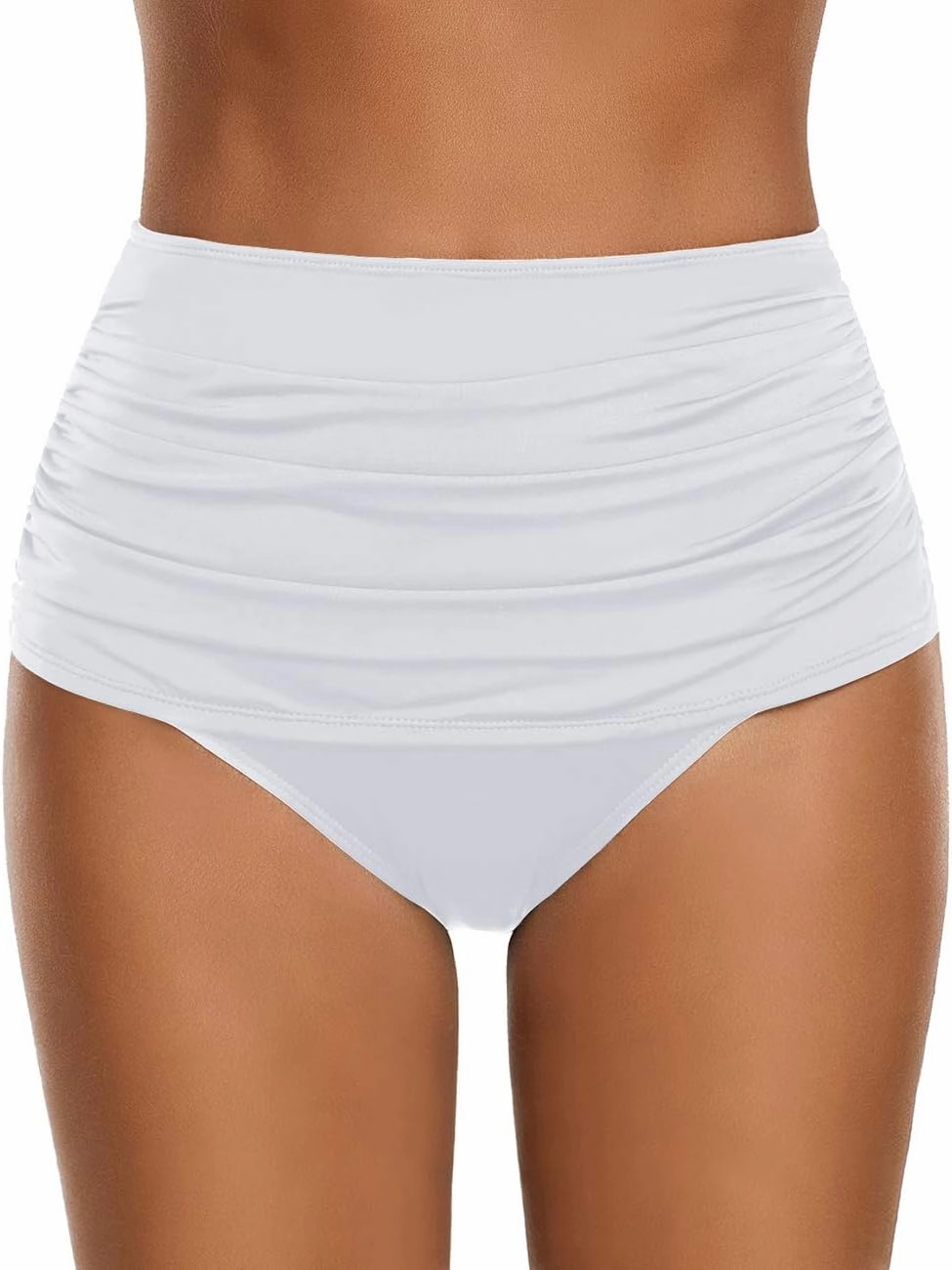 GRAPENT Women's High Waisted Swim Bottom Ruched Bikini Tankini Swimsuit Briefs