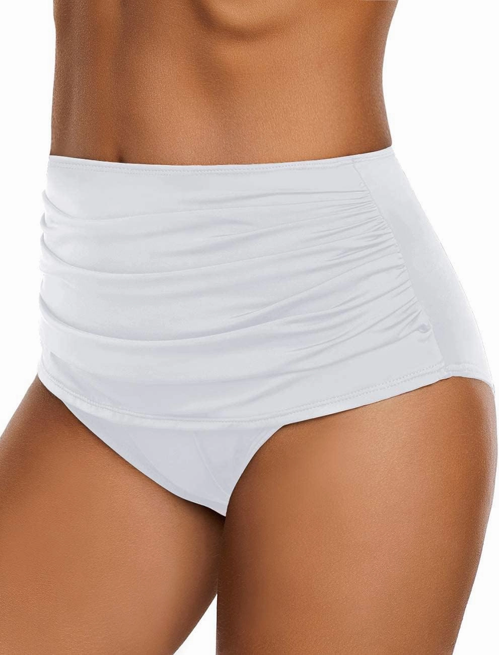 GRAPENT Women's High Waisted Swim Bottom Ruched Bikini Tankini Swimsuit Briefs