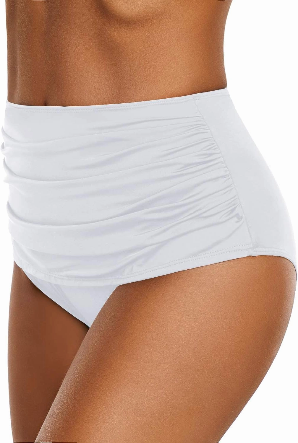GRAPENT Women's High Waisted Swim Bottom Ruched Bikini Tankini Swimsuit Briefs