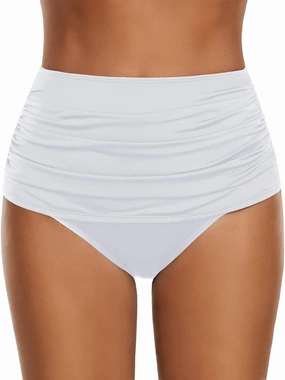 GRAPENT Women's High Waisted Swim Bottom Ruched Bikini Tankini Swimsuit Briefs