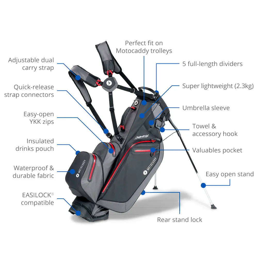 Motocaddy Hydroflex Waterproof Stand Bag - Charcoal/Lime, Golf ball markers, Adidas golf shoes, Breathable golf pants
